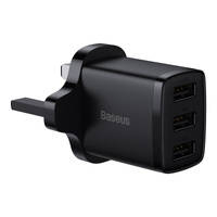 BASEUS COMPACT CHARGER 3X USB 17W UK PLUG BLACK (CCXJ020301)