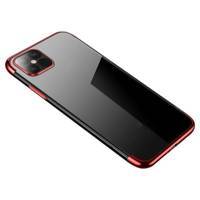 Clear Color case TPU gel cover with a metallic frame for Samsung Galaxy S22 Ultra red
