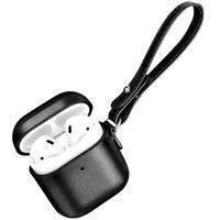ICARER LEATHER VINTAGE NATURAL LEATHER CASE FOR AIRPODS 2 / AIRPODS 1 + LANYARD BLACK (IAP035-BK)
