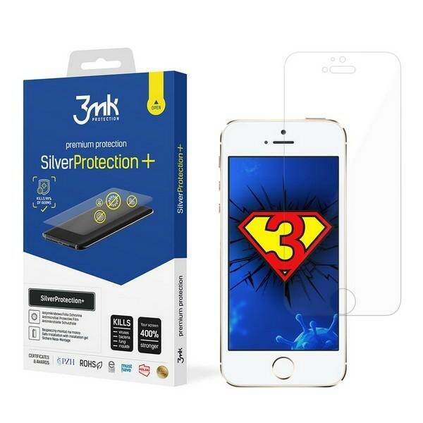 3MK SILVER PROTECT+ IPHONE 5 / 5S / SE ANTYMIKROBE FOIL MOUNTED WET