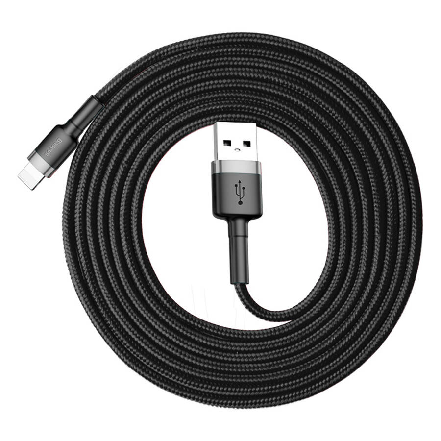 BASEUS CAFULE CABLE DURABLE NYLON CORD USB / LIGHTNING QC3.0 1.5A 2M BLACK (CALKLF-CG1)