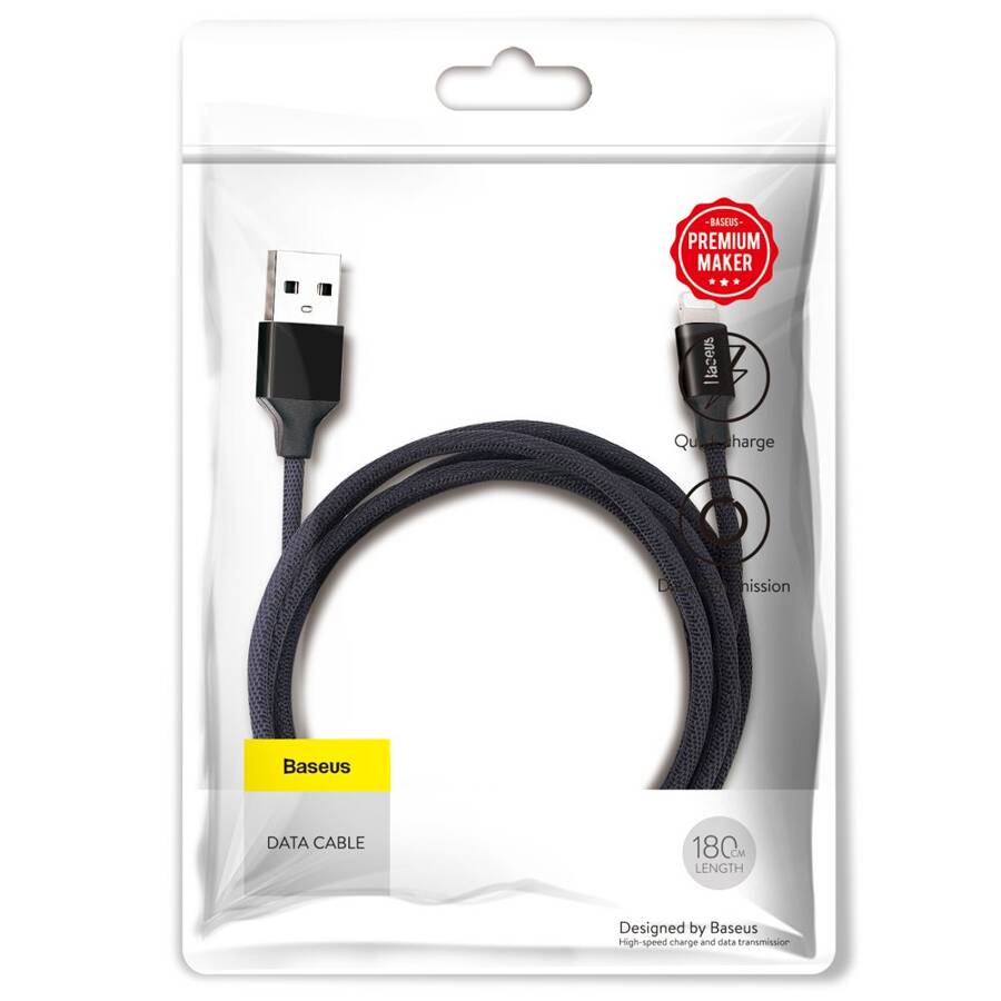 BASEUS YIVEN USB / LIGHTNING CABLE WITH MATERIAL BRAID 1,8M BLACK (CALYW-A01)