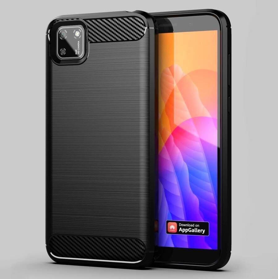 CARBON CASE FLEXIBLE COVER TPU CASE FOR HUAWEI Y5P BLACK