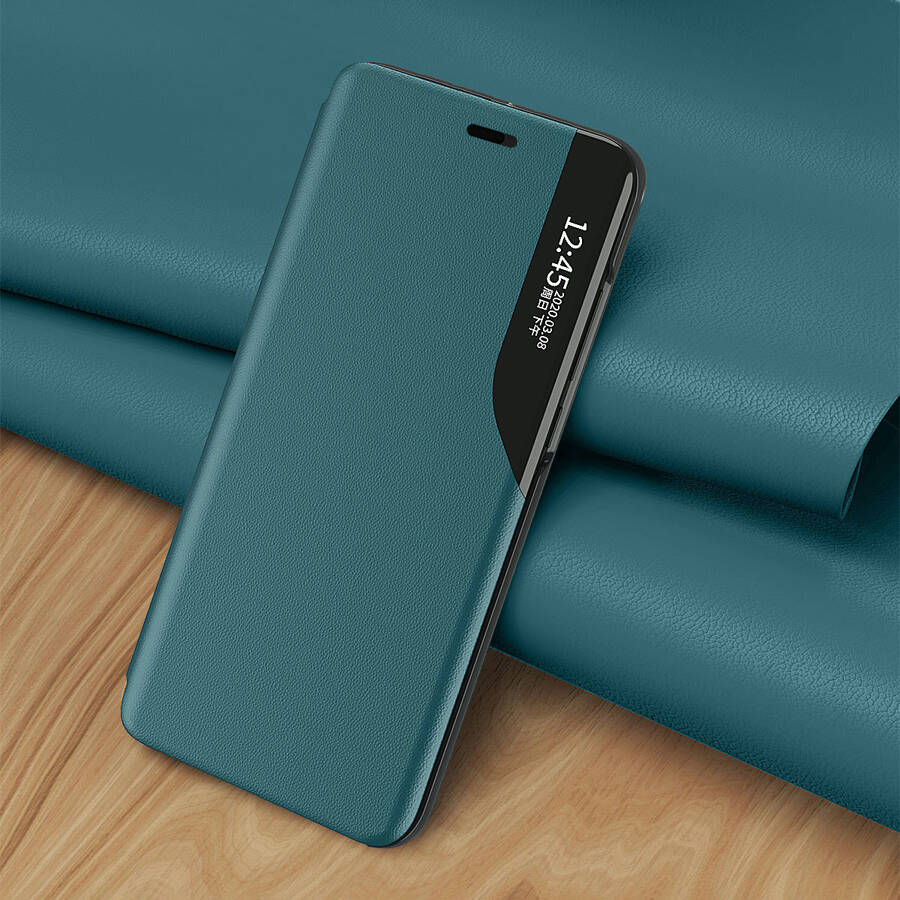 ECO LEATHER VIEW CASE ELEGANT BOOKCASE TYPE CASE WITH KICKSTAND FOR IPHONE 13 PRO MAX BLUE