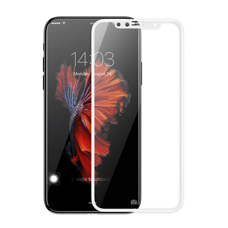 TEMPERED GLASS 3D FULL SCREEN WHITE FRAME IPHONE X / IPHONE XS