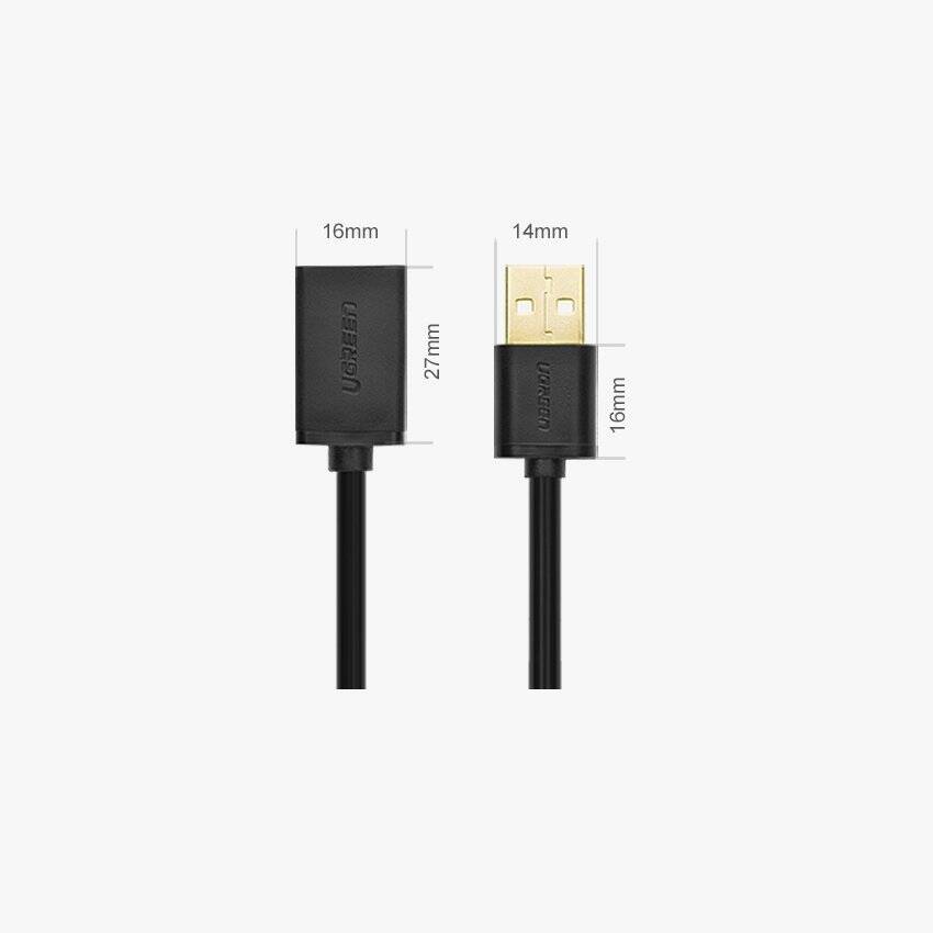 UGREEN CABLE ADAPTER USB (FEMALE) - USB (MALE) 2M BLACK (10316)