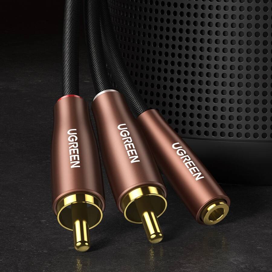 UGREEN CABLE AUDIO CABLE 3.5 MM MINI JACK (FEMALE) - 2RCA (MALE) 2M BROWN (AV198 50131)