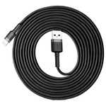 BASEUS CAFULE CABLE DURABLE NYLON BRAIDED WIRE USB / LIGHTNING QC3.0 2A 3M BLACK-GRAY (CALKLF-RG1)