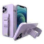 ROPE CASE GEL TPU AIRBAG CASE COVER WITH LANYARD FOR IPHONE 13 PRO MAX PURPLE
