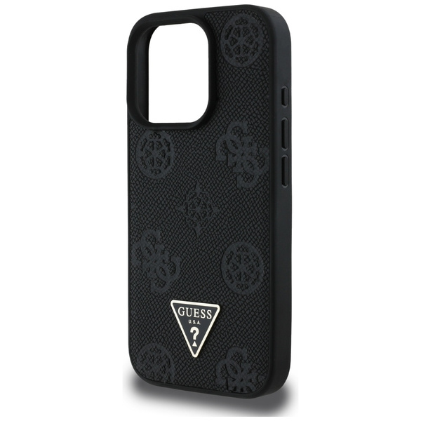 Etui Guess Grained Hot Stamp Peony       Triangle Logo MagSafe do iPhone 16 Pro czarny