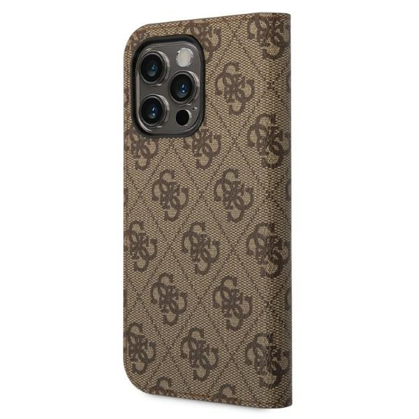 Guess GUBKP14XHG4SHW iPhone 14 Pro Max6,7" brązowy/brown book 4G Vintage Gold Logo