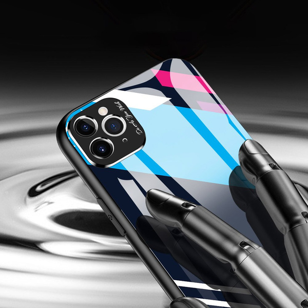 COLOR GLASS CASE DURABLE COVER WITH TEMPERED GLASS BACK AND CAMERA COVER IPHONE 11 PRO MAX PATTERN 1