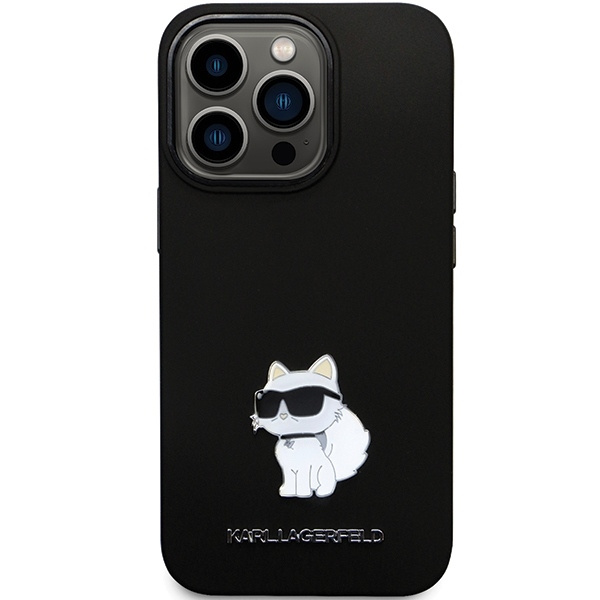Etui Karl Lagerfeld Silicone Choupette Metal Pin na iPhone 14 Pro - czarne
