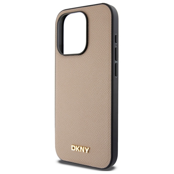 DKNY DKHMP15XPGHLME iPhone 15 Pro Max    6.7" beżowy/beige hardcase Grained Metal Logo MagSafe