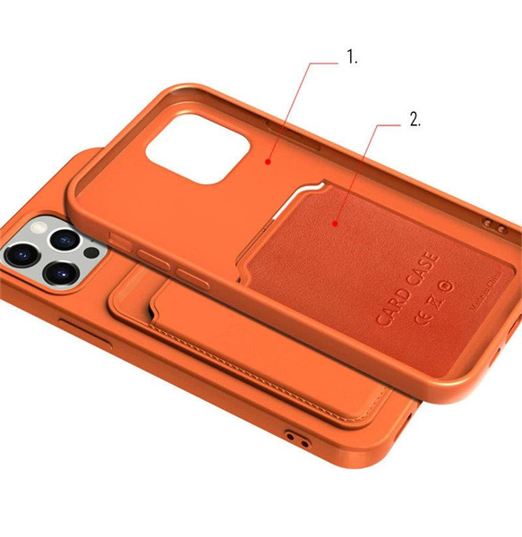 CARD CASE SILICONE WALLET CASE WITH CARD HOLDER DOCUMENTS FOR IPHONE 11 PRO RED