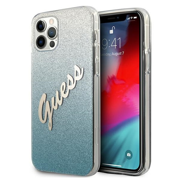 Guess GUHCP12MPCUGLSBL iPhone 12/12 Pro6,1" niebieski/blue hardcase Glitter Gradient Script