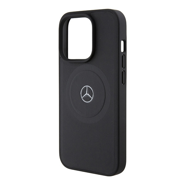 Mercedes MEHMP15X23RMMK iPhone 15 Pro  Max 6.7" czarny/black hardcase Crossed Lines Pattern Leather MagSafe