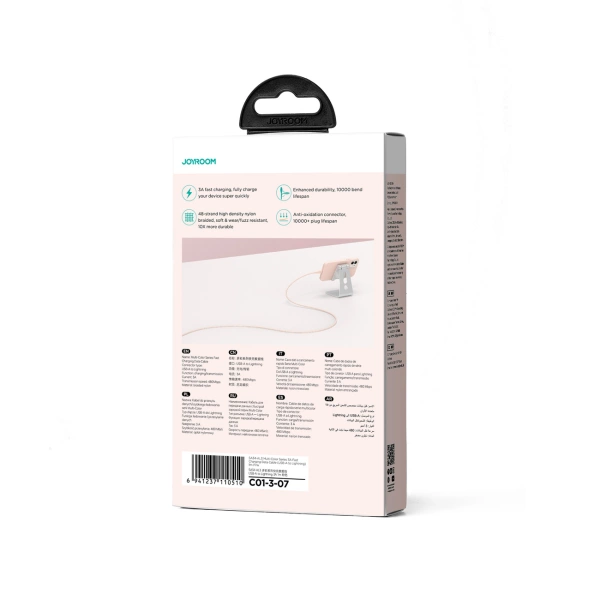 Kabel Joyroom Multi-Color Series S-A34 USB-A / Lightning 3A 1m - różowy