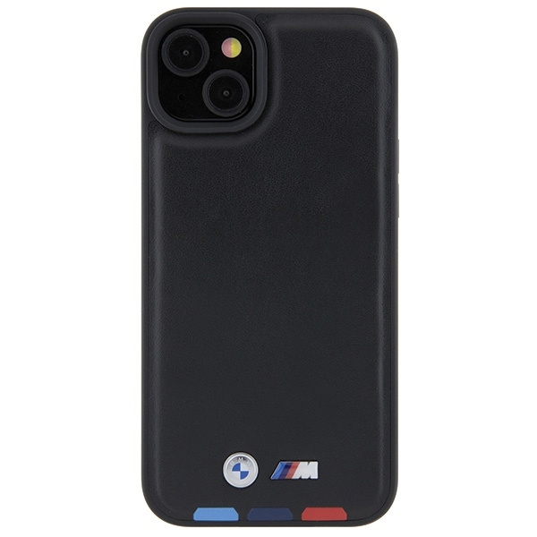 Etui BMW Leather Stamp Tricolor do iPhone 15 Plus - czarne