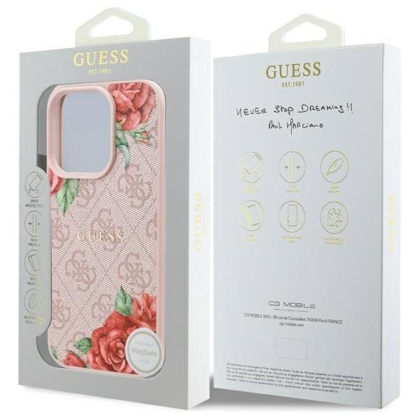 Guess GUHMP16XP4ROPEMCP iPhone 16 Pro    Max 6.9" różowy/pink hardcase 4G Flowers Print MagSafe