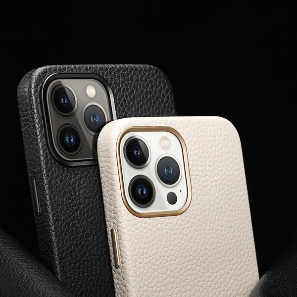 Dux Ducis Roma skórzane etui do iPhone 13 Pro Max elegancki pokrowiec z naturalnej skóry czarny