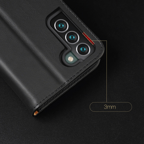 Dux Ducis Hivo skórzane etui z klapką pokrowiec ze skóry naturalnej portfel na karty i dokumenty Samsung Galaxy S22+ (S22 Plus) czerwony