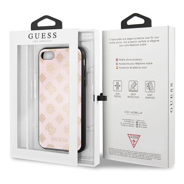 Guess GUHCI8TGGPLP iPhone 7/8/SE 2020/ SE 2022 jasnoróżowy/light pink hard case Peony G Double Layer Glitter