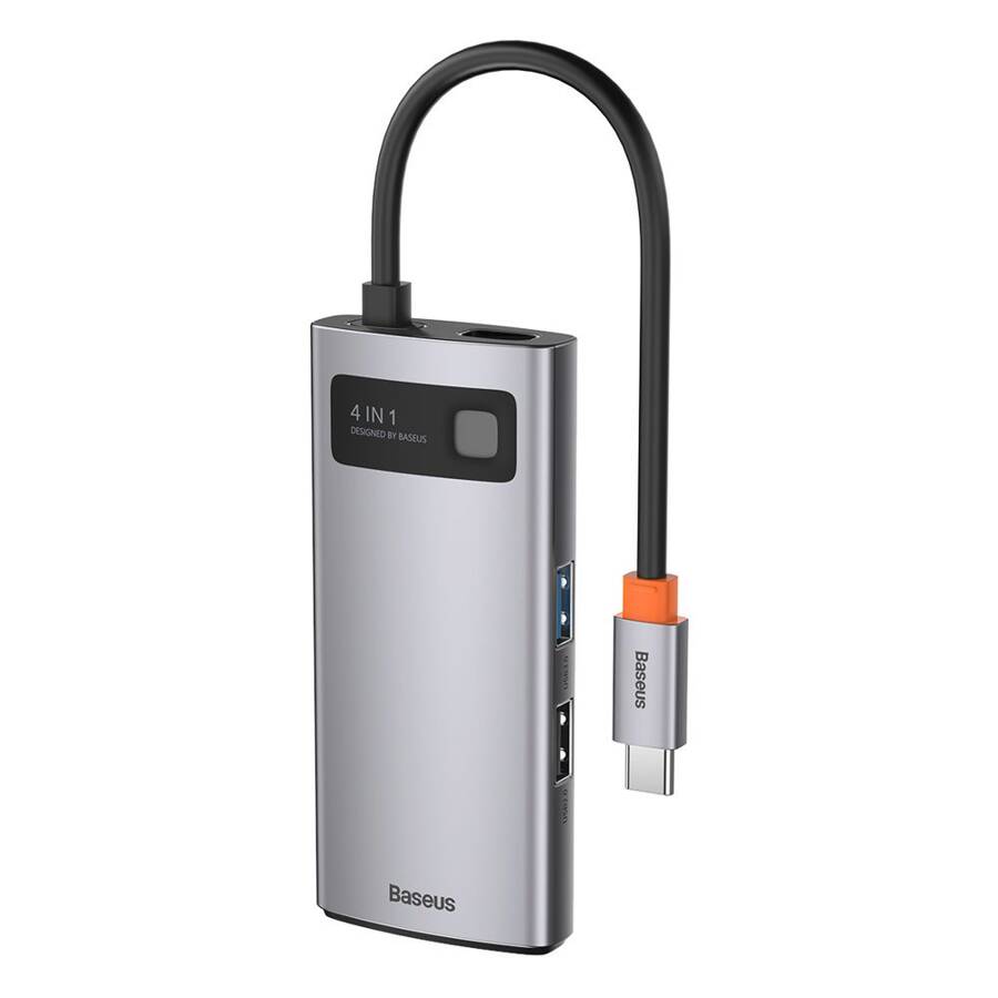 Baseus Metal Gleam 4w1 wielofunkcyjny HUB USB Typ C - USB Typ C Power Delivery 100 W / HDMI 4K 30 Hz / USB 3.2 Gen 1 / USB 2.0 (CAHUB-CY0G)