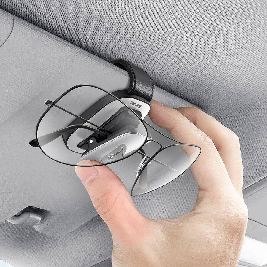 Baseus samochodowy uchwyt klips na okulary do okularów srebrny (ACYJN-B0S)