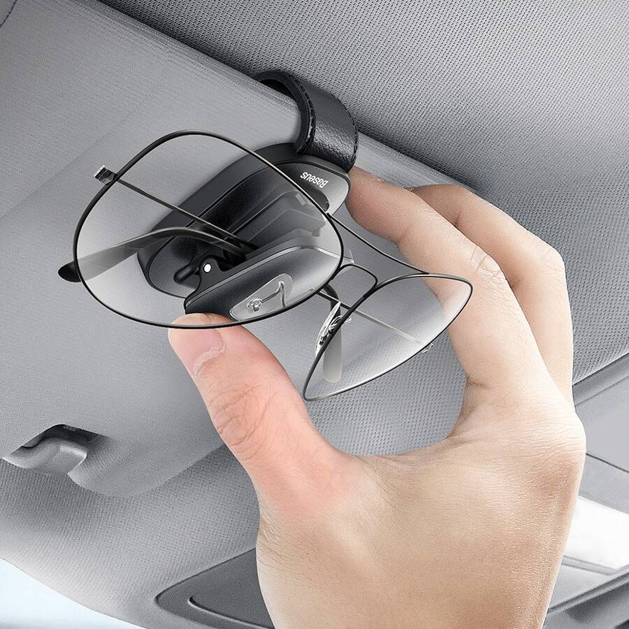 Baseus samoprzylepny samochodowy uchwyt klips na okulary do okularów czarny (ACYJN-A01)