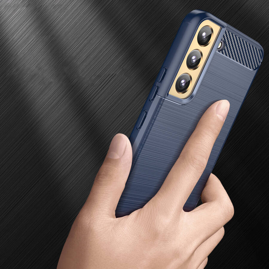Carbon Case etui Samsung Galaxy S23+ elastyczny silikonowy karbonowy pokrowiec niebieskie
