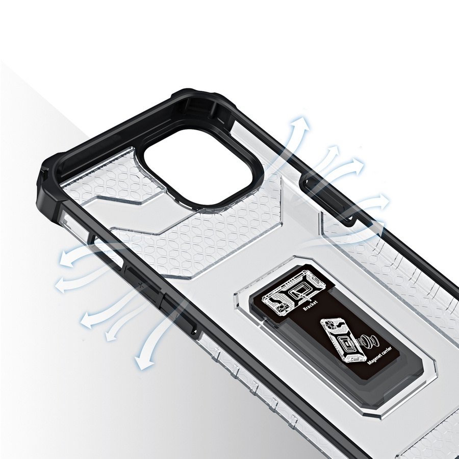 Crystal Ring Case pancerne hybrydowe etui pokrowiec + magnetyczny uchwyt iPhone 13 mini czarny