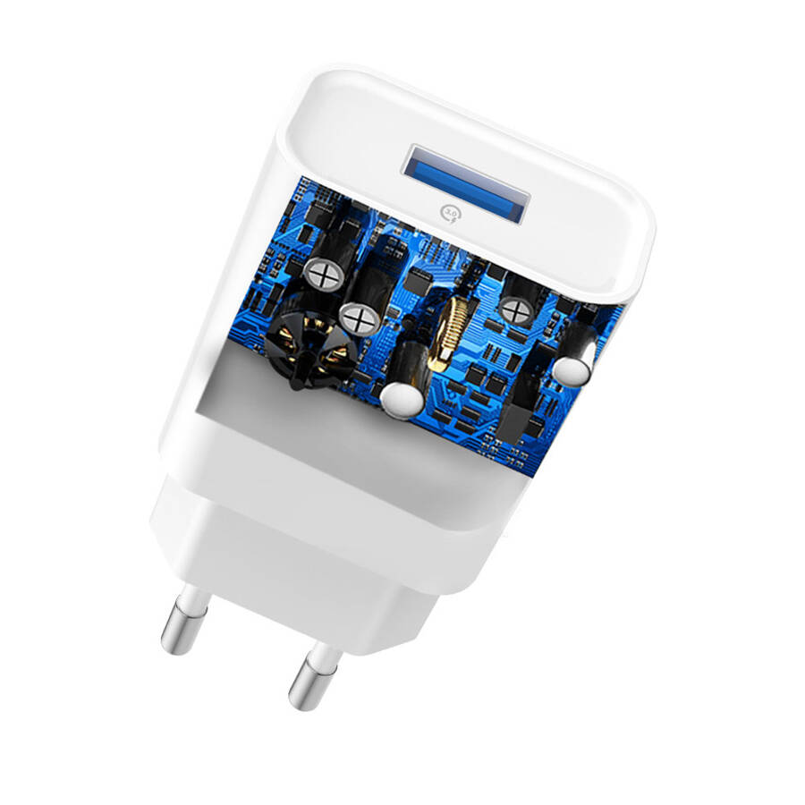Dudao ładowarka sieciowa USB QC3.0 12W biały + kabel Lightning 1m (A3EU)
