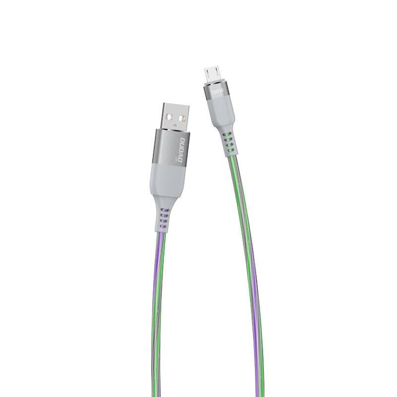 Dudao świecący podświetlany kabel LED USB - micro USB 5 A 1 m szary (L9XM)