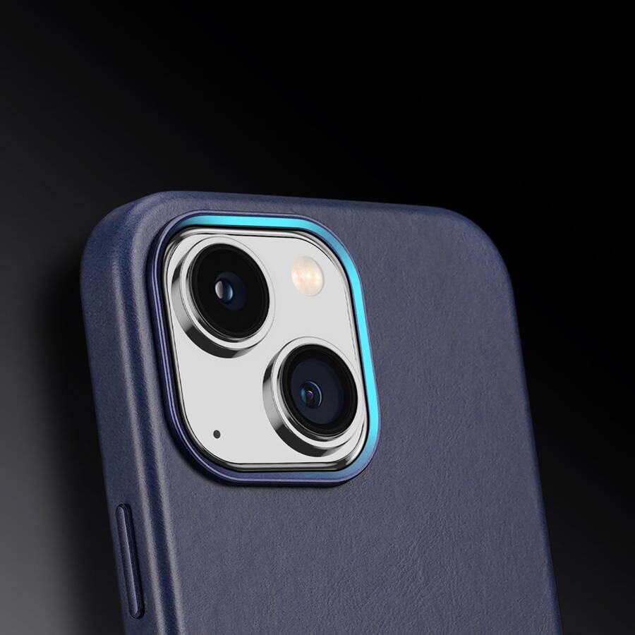 Dux Ducis Naples etui iPhone 14 magnetyczny skórzany pokrowiec MagSafe niebieskie