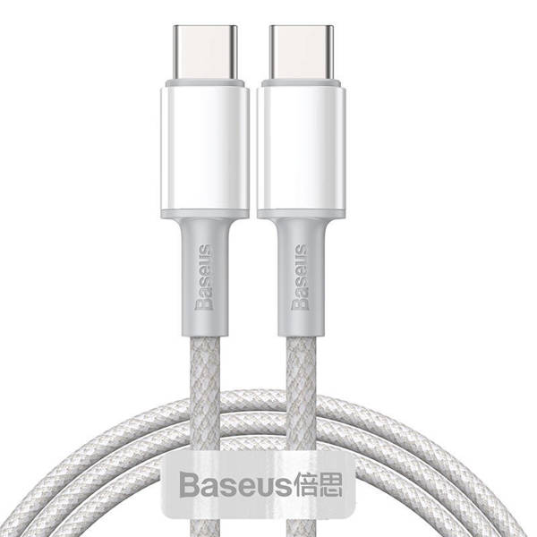 Kabel USB-C do USB-C Baseus High Density Braided, 100W, 1m (biały)