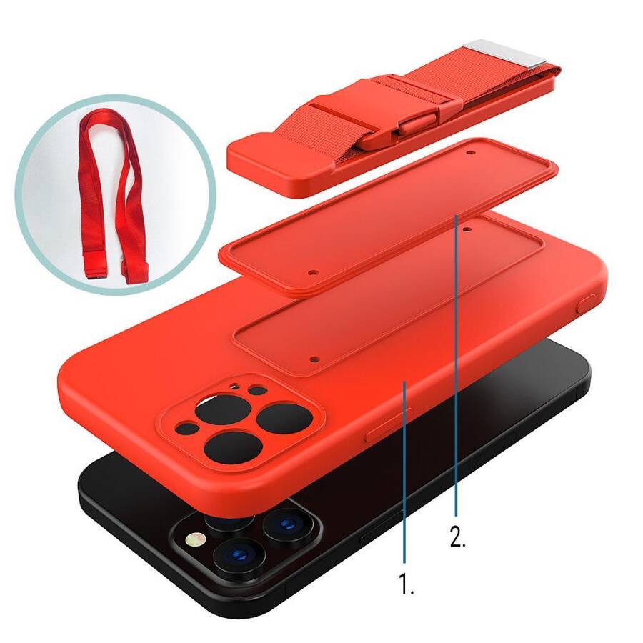Rope Case silikonowe etui ze smyczą torebka smycz pasek do Xiaomi Redmi 10 czarny
