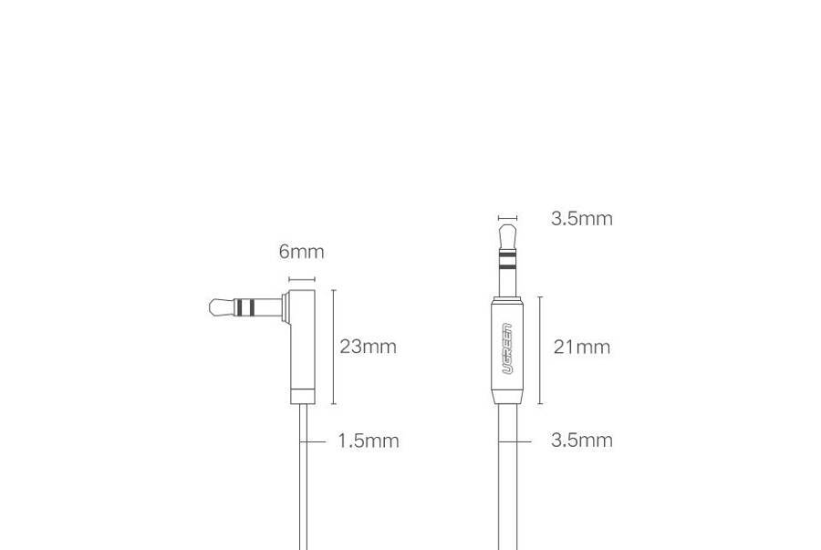 Ugreen płaski kabel przewód audio AUX 3,5 mm mini jack 1m srebrny (10597)