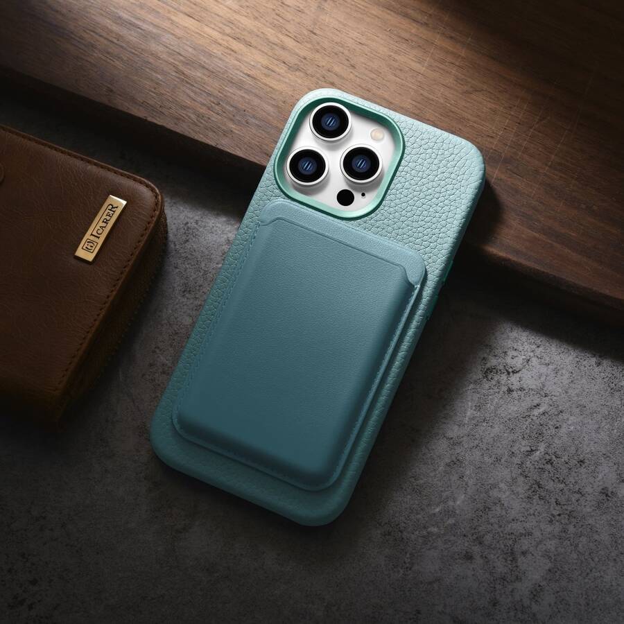 iCarer Litchi Premium Leather Case skórzane etui iPhone 14 Pro Max magnetyczne z MagSafe zielony (WMI14220712-GN)