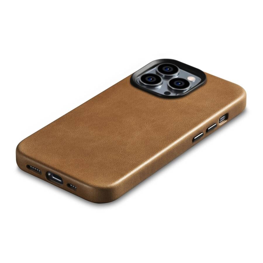 iCarer Oil Wax Premium Leather Case skórzane etui iPhone 14 Pro Max magnetyczne z MagSafe brązowy (WMI14220704-TN)