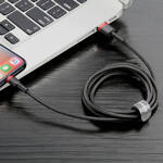 Baseus Cafule Cable wytrzymały nylonowy kabel przewód USB / Lightning QC3.0 2.4A 1M czarno-czerwony (CALKLF-B19)