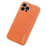 Dux Ducis Yolo eleganckie etui pokrowiec ze skóry ekologicznej iPhone 13 Pro Max pomarańczowy
